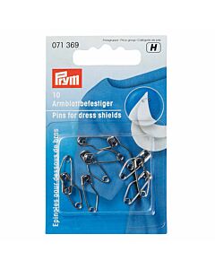Veiligheidsspelden voor sous-bras van Prym  zijn roestvrij en zilverkleurig en 19mm groot.