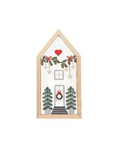 Borduurpakket Kersthuisje Rico Design in spansteek 100190 voorbedrukt incl. frame