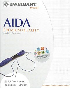 Zweigart borduurstof aida 16ct/ 6.4 kruisje  wit 100 afm. 48x53cm