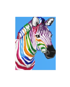 Voorbedrukt canvas/stramien kleurrijke zebra om te borduren van Margot