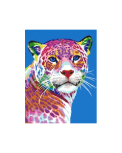 Voorbedrukt canvas/stramien kleurrijke jaguar om te borduren van Margot
