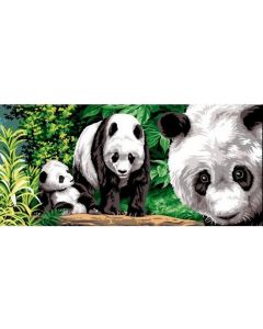 Voorbedrukt canvas / stramien Entre les bambous - pandaberen en bamboe om te borduren van Margot