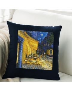 Borduurpakket kussen Dutch Masters Van Gogh, Café bij nacht met telpatroon simy's studio