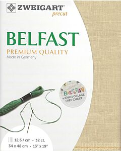 Zweigart linnen borduurstof Belfast 32ounts/12,6 draden per cm kl.233 beige afm. 48x68cm