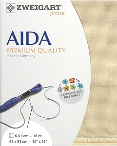Zweigart borduurstof aida 16ct/ 6.4kruisje blauw/grijs 594 afm. 48x53cm