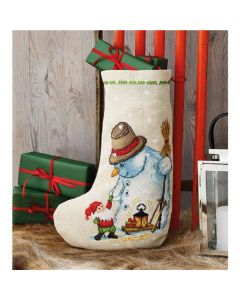 Permin borduurpakket Kerstsok Sneeuwpop 41-3269