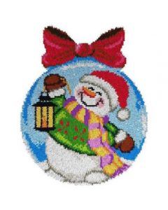 Smyrna Knoopkleed sneeuwpop in kerstbol met strik 4153 om te knopen.