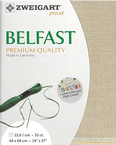 Zweigart linnen borduurstof Belfast 32ounts/12,6 draden per cm kl.52  linnen afm. 48x68cm