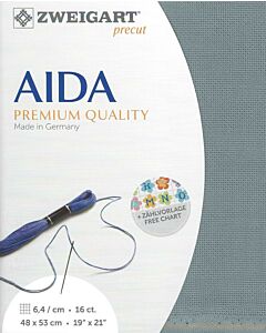 Zweigart borduurstof aida 16ct/ 6.4kruisje blauw/grijs 594 afm. 48x53cm