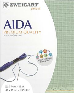 Borduurstof aida 18ct/ 7 kruisje van Zweigart licht groen  611 afm. 48x53cm