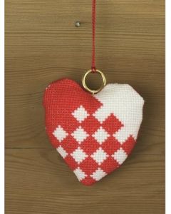 Borduurpakket Kerstboomhangertje hart Permin