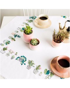 Rico Design borduurpakket planten tafelkleed voorbedrukt borduren
