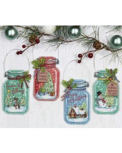 Borduurpakket Christmas jar Ornaments - Kerstpot Ornamenten van dimensions 