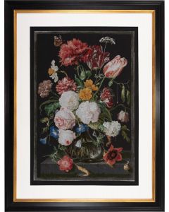 Borduurpakket Still Life with Flowers in a glass vase. 1650-1683 De Heem"  Een bloemen stilleven van Jan Davidz 