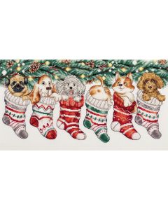 Borduurpakket kerst puppies van Panna 7260 borduren