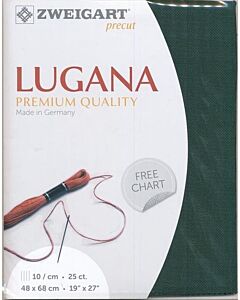 Borduurstof Lugana 25ct/10 draadjes per cm van Zweigart donker groen 647 afm 48x68cm