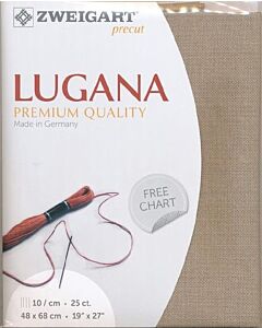 Borduurstof Lugana 25ct/10 draadjes per cm van Zweigart grijs beige 779 afm 48x68cm