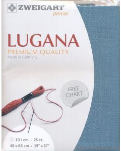 Borduurstof Lugana 25ct/10 draadjes per cm van Zweigart jeans blauw 5116 afm 48x68cm