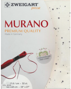 Borduurstof Murano 32counts/12.6 draadjes per cm kleur 1329 wit met stip van Zweigart
