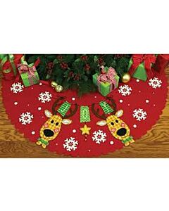 Vilten kerstkleed rendier joy van dimensions