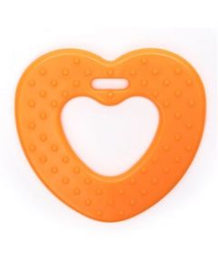 Durable bijtring hart met noppen -  oranje