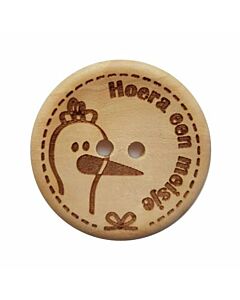 Durable houten tekst knoop Pamperkontje 20mm