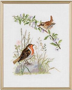 Eva Rosenstand borduurpakket 2 vogels 12-734 borduren op linnen