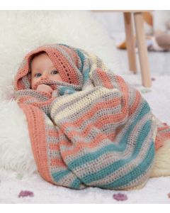 Lana Grossa gestreepte deken haken van Ecopuno (infanti 19, m30)