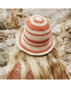 Lana Grossa gestreepte hoed haken van Organico (LP15, M5)