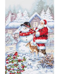 Letistitch borduurpakket kerstman met sneeuwpop  L8015