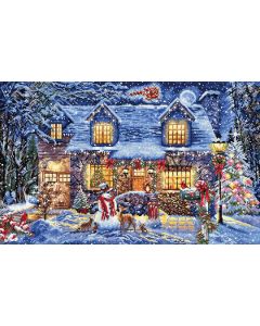 Letistitch borduurpakket Cottage in kerstsfeer L8030