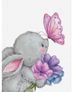 Luca-s borduurpakket konijntje met vlinder B1235 telpatroon