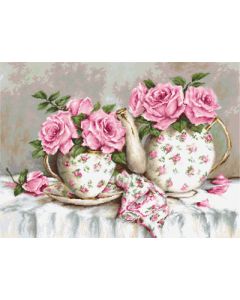 Luca-s borduurpakket Morning tea and roses om te borduren ba2320