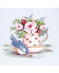 Luca-s borduurpakket Bird in Tea Cup om te borduren ba2324