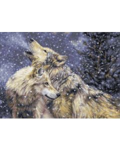 Borduurpakket  Snowfall  - wolven  BU5004 om te borduren
