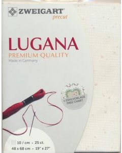 Borduurstof Lugana 25ct/10 draadjes per cm van Zweigart zacht beige met licht roze spatten 1319 48x68cm