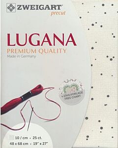Borduurstof Lugana 25ct/10 draadjes per cm van Zweigart zacht beige met grijze stippen 1329 48x68cm
