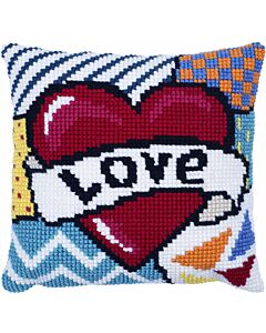 Borduurpakket kussenpakket Patchwork Love Needleart World LH9.004