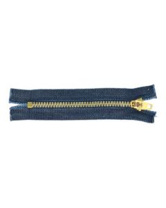 Opti jeans rits M40 kl.7010 10cm blauw met goud
