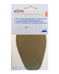 Opstrijkbare taupe kleurige elleboogstukken, 2 stuks met suède look.