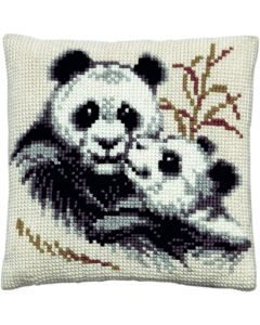 Pako borduurkussen panda met jong 003091 borduren