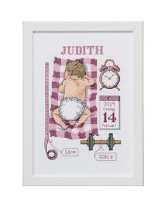 Permin borduurpakket geboortetegel judith roze 92-0850 