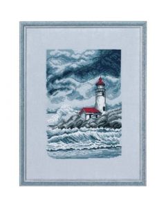 Permin borduurpakket Lighthouse - vuurtoren huis om te borduren 12-0166 met linnen