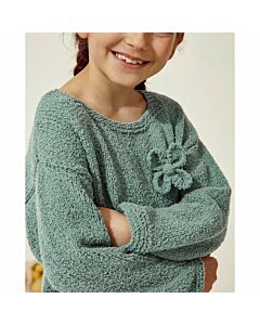 Phildar kindertrui met bloem breien van Phil Baby Doll (211,m27)