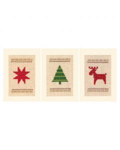 Vervaco wenskaarten Kerstmis set van 3 borduren PN-0147557 telpatroon