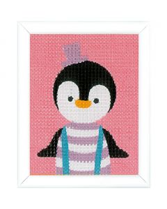 Kinder borduurpakket halve kruissteek Pinguïn van Vervaco PN-0200750