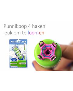 Punnik in een nieuw jasje! Knitting loom, een punnik met 4 haken, knitting/punnik naald en een breivork.