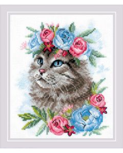 Riolis borduurpakket Cat in Flowers 2088