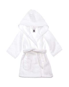 Rico Design baby badjas met aida rand op capuchon om te borduren wit 740220.00. De badjes van 'badstof feeling' van 100% katoen en voor de maat 18 maanden. Leuk om op de aida rand van 5.5cm hoog de naam of iets anders te borduren. 
