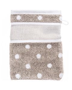 Rico Design washand met aida rand om te borduren beige met witte stippen 740246.73